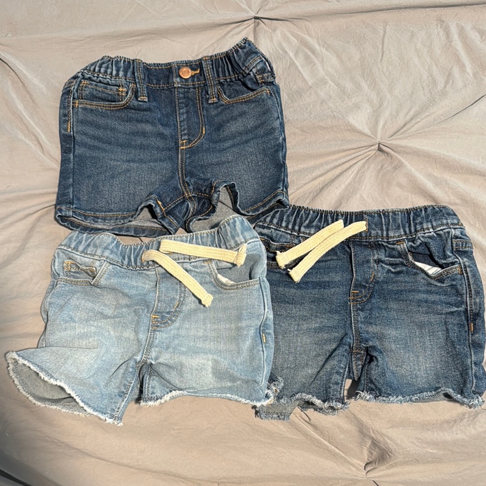 Stylish Denim Kids Shorts Set - Blue and Light Blue